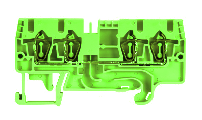 Клемма DUO-DURCHGANGSKLWKFN 2,5 D2/2/35 - Проходная клемма, 4 точки подключения, тип фиксации провода: пружинный, номинальное сечение: 2,5 мм кв., 24A, 800V, ширина: 5 мм, цвет: зеленый, тип монтажа: DIN 35