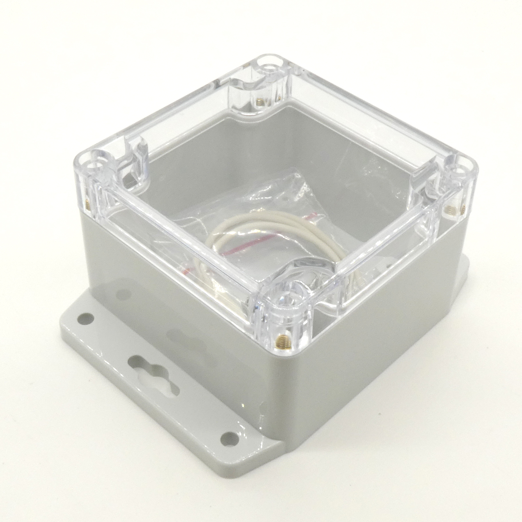 G256CMF - Герметичный корпус из поликарбоната с прозрачной крышкой и фланцем, IP65, светло-серый