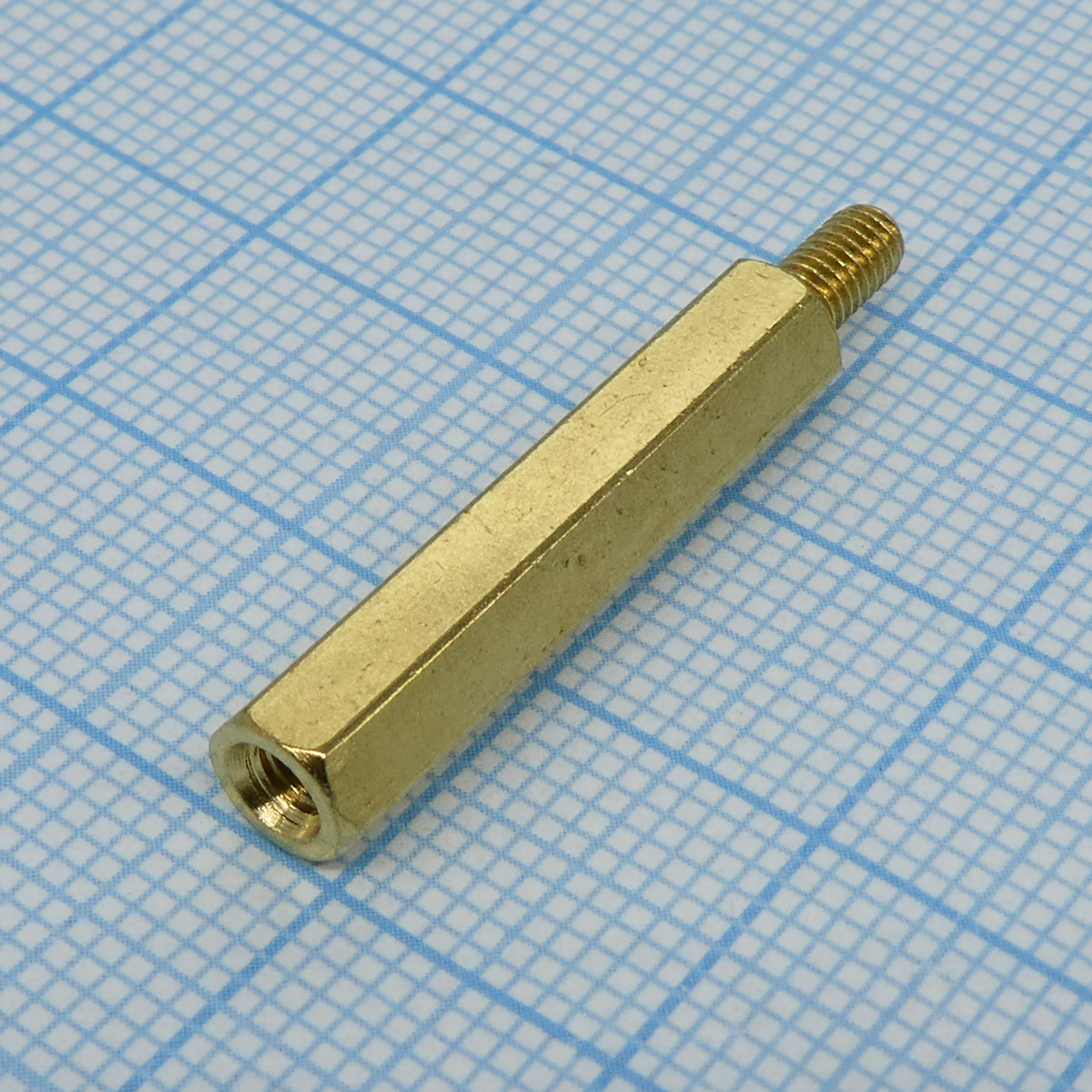 PCHSN-25 - Стойка латунная, без покрытия шестигранная М3 отверстие-винт, L=25мм