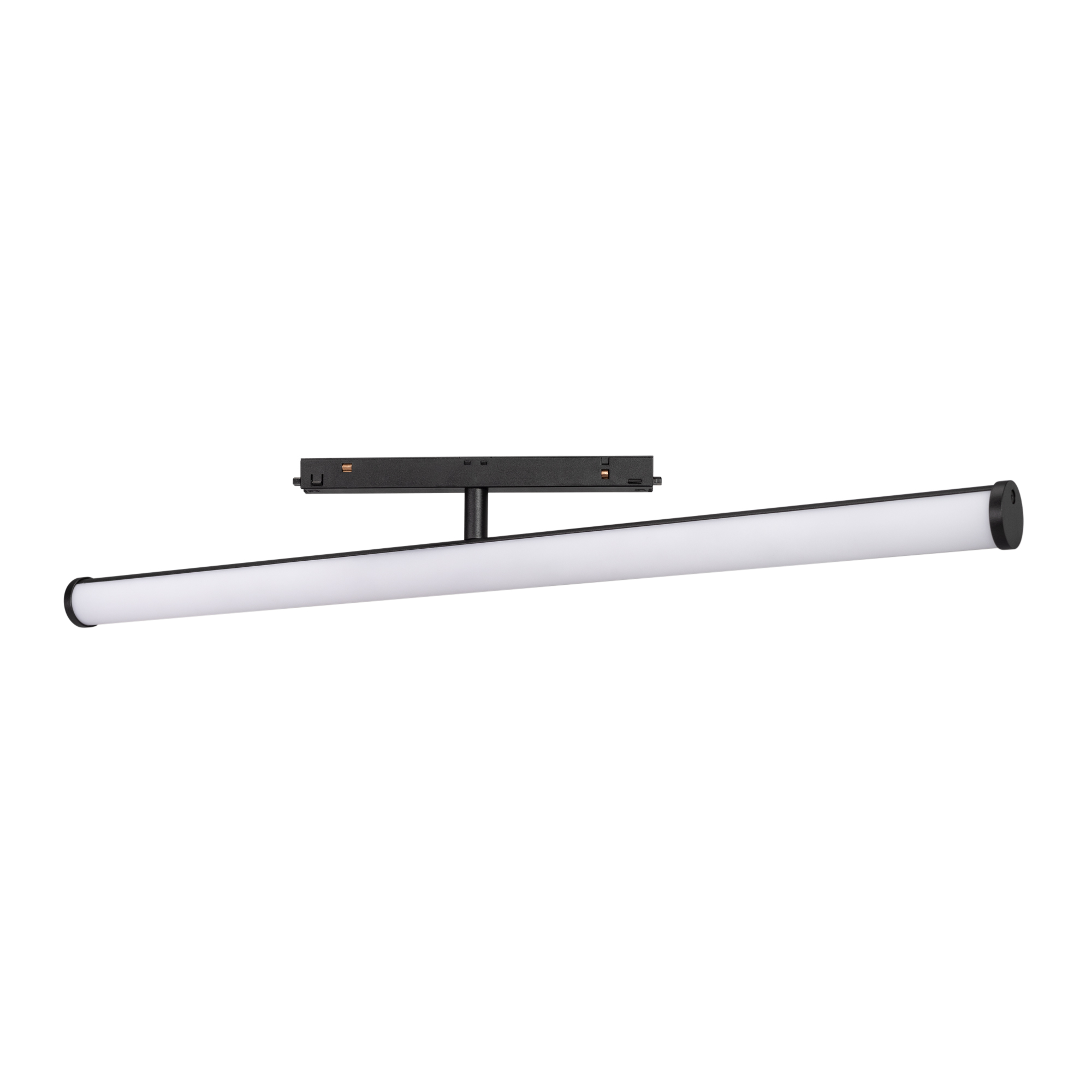 Светильник MAG-ORIENT-TUBE-TURN-L900-30W Day4000 (BK, 180 deg, 48V) 036478 - Светильник для магнитных треков MAG-ORIENT шириной 26 мм. Мощность 30 Вт, св. поток 2600 лм, 90 лм/Вт, дневной 4000 K, CRI>90, угол 180°, напряжение питания 48 В. Черный фигурный