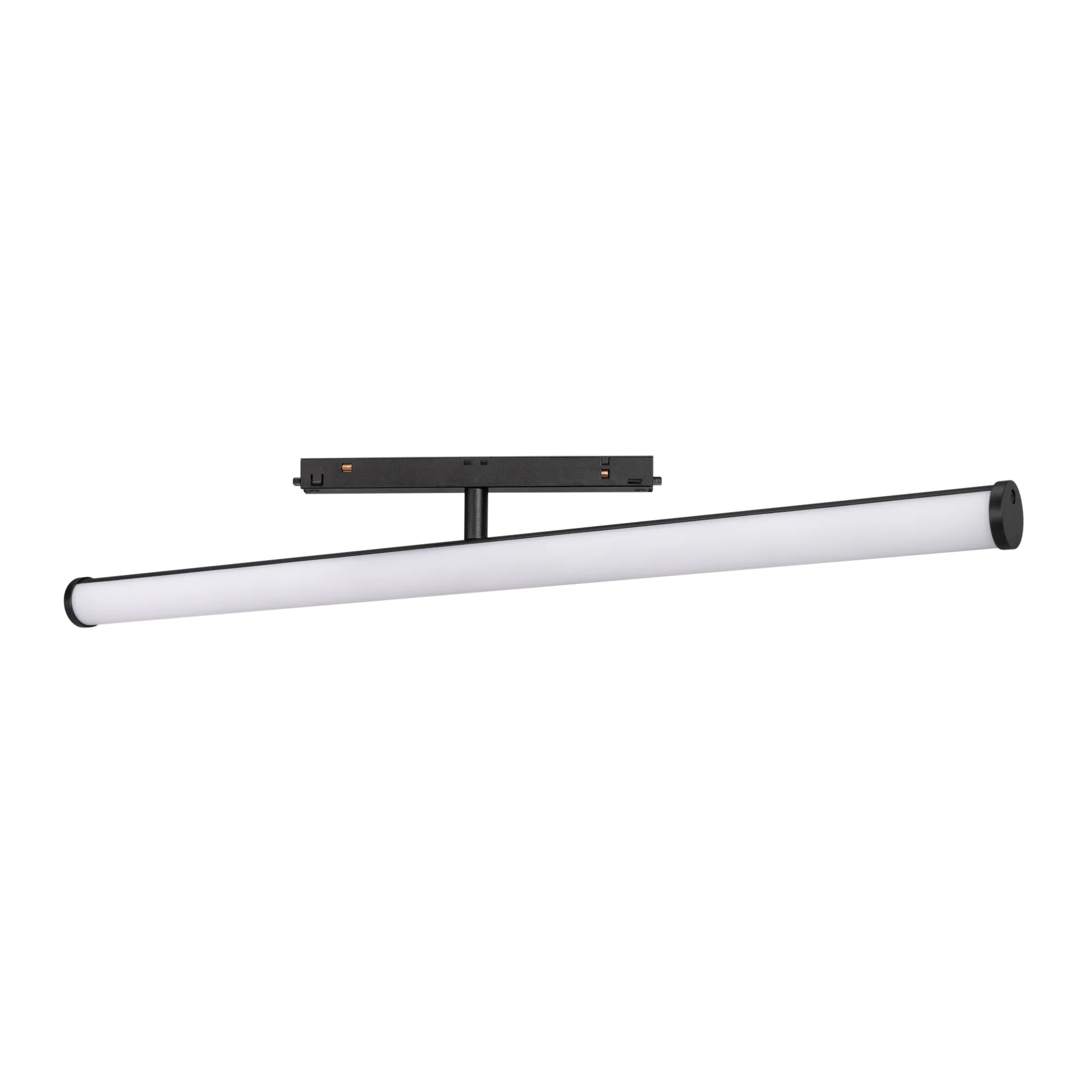 Светильник MAG-ORIENT-TUBE-TURN-L600-20W Day4000 (BK, 180 deg, 48V) 035670 - Светильник для магнитных треков MAG-ORIENT шириной 26 мм. Мощность 20 Вт, св. поток 2000 лм, 100 лм/Вт, дневной 4000 K, CRI>90, угол 180°, напряжение питания 48 В. Черный фигурны
