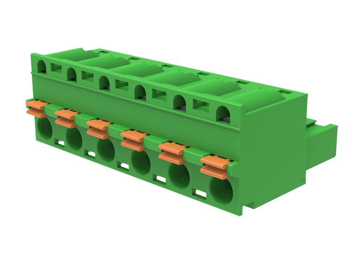 Розеточный разъем на кабель MC-RJ7.5H04P-0001 - Розеточный разъем, прямой, на кабель, шаг: 7.5 мм, 4 полюса, фиксация провода Push-In исполнение: стандартное, 320V, 12A, цвет: зеленый