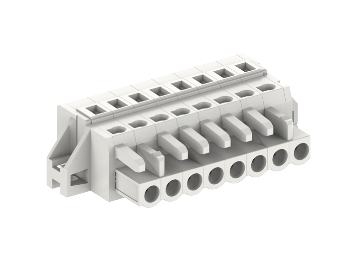 Розеточный разъем на кабель 450621/010 - Розеточный разъем, прямой, на кабель, шаг: 5.0 мм, 21 полюс, фиксация провода пружинная, исполнение: с монтажными фланцами, 320V, 12A, цвет: серый