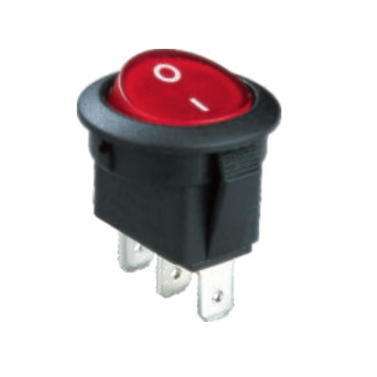 RK2-13 1X1N B/R"0-" - Выключатель клавишный ON-OFF с подсветкой цвет корпуса (черный) цвет кнопки (красный)