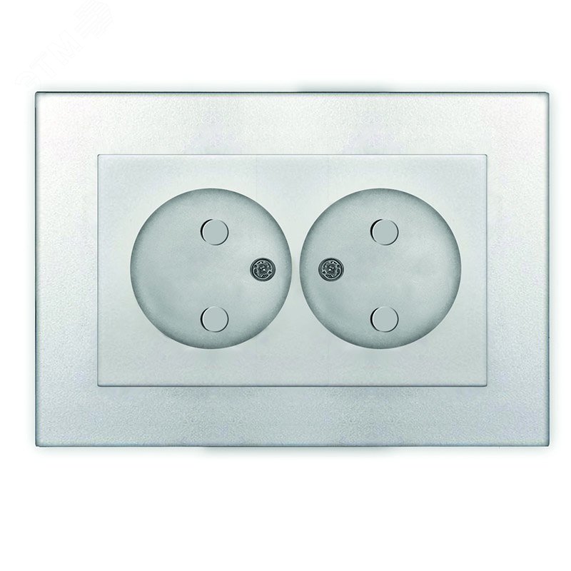 Розетка двухместная UNIVersal серия Афина б/з, с/у, з/ш, 16А, 220В, серебро (еврослот), механизм A0048-S