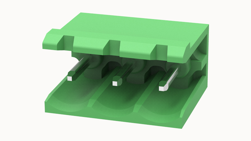 PCB вилка 2EDGR-5.0-03P-14 - Вилочный разъем, PCB, на плату, пайка, шаг 5,00 мм, 3 полюса, угол монтажа 90 гад., 320V, 20А, цвет: зеленый, серия 2EDGR