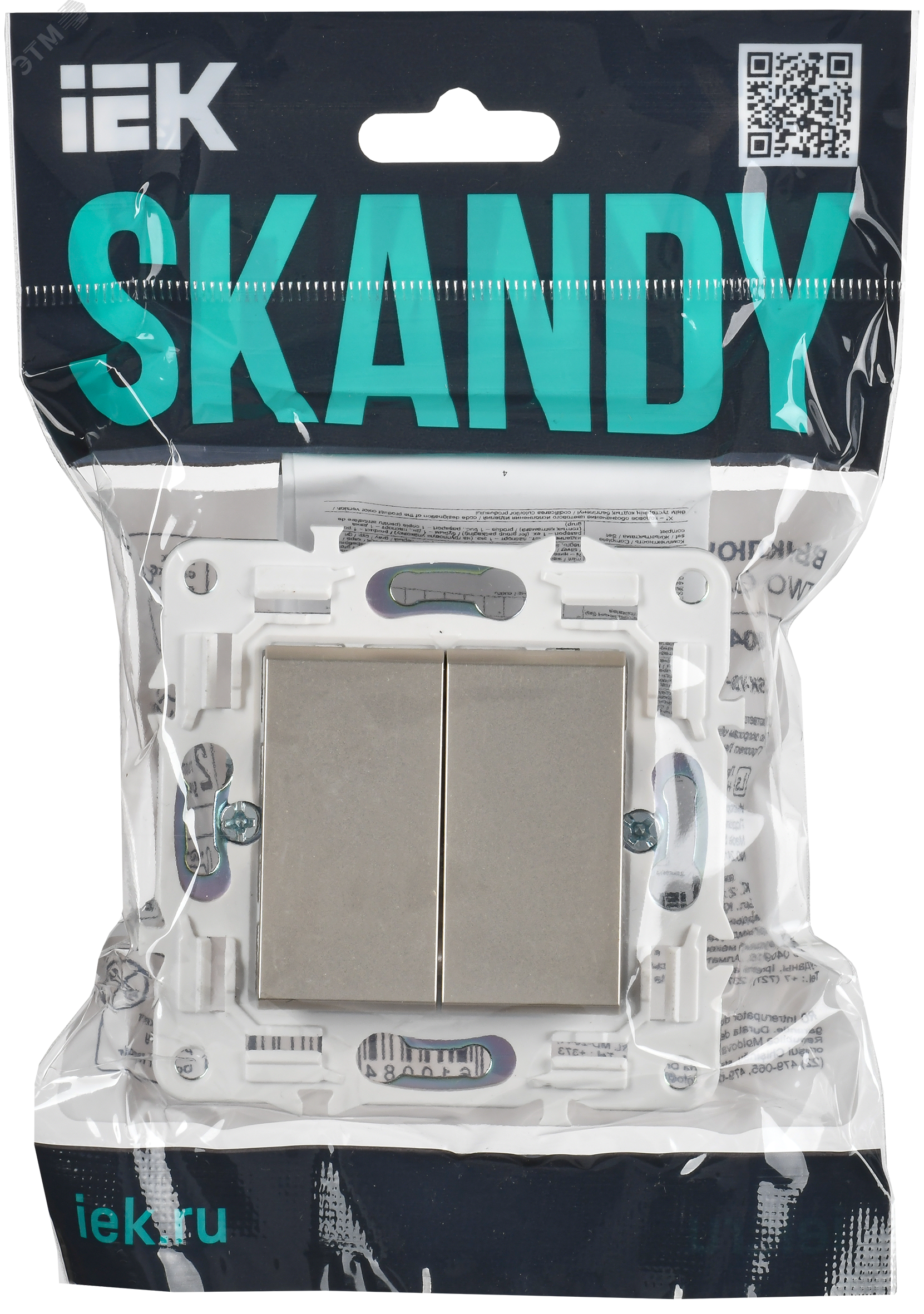 SKANDY Выключатель 2-клавишный проходной 10А SK-V05Sh шампань IEK SK-V22-0-10-K37