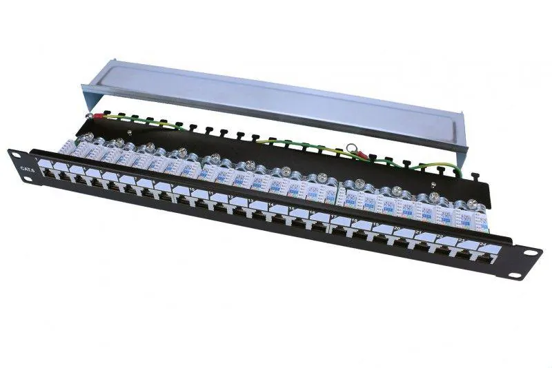 Патч-панель PP3-19-24-8P8C-C6-SH-110D 19дюйм. 1U 24 порта RJ45 полн. экран. кат.6; Dual IDC ROHS черн. 246048