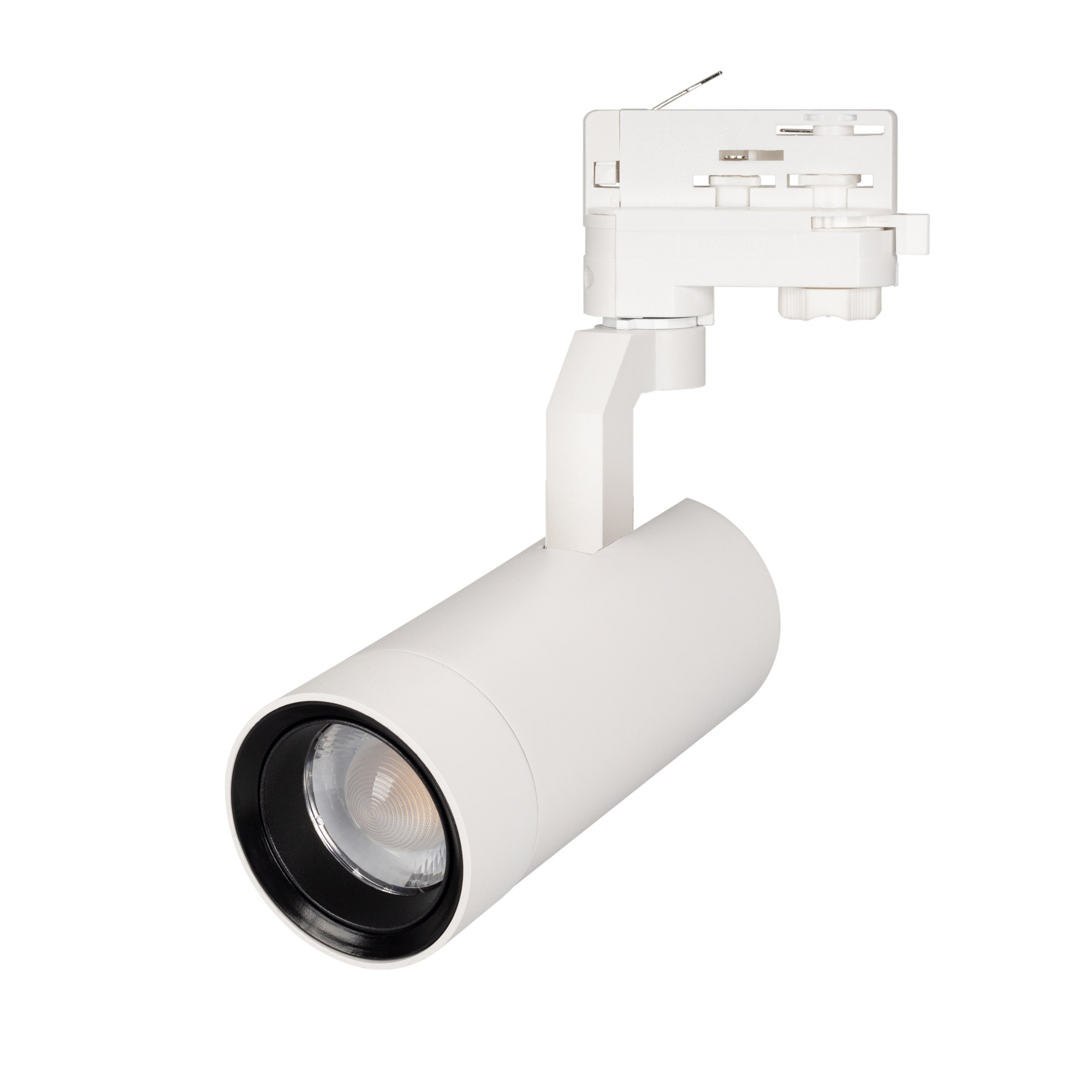 Светильник LGD-GELIOS-4TR-R67-20W Day4000 (WH, 20-60 deg, 230V) 031215 - Светильник подвесной для треков/шин 4 провода, 20Вт. Цвет свечения ДНЕВНОЙ 4000K, световой поток 1800лм, регулируемый угол 20-60°, CRI>90. Корпус круглый, металл, цвет белый, IP20. Р