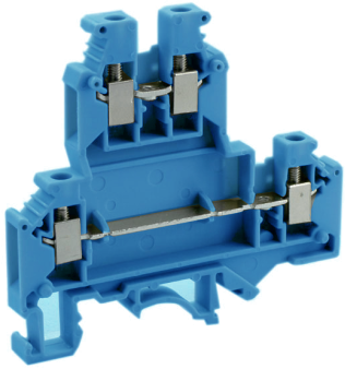 Этажная клемма UKJ-2.5/2-2L(BU) - Этажная клемма, тип фиксации провода: винтовой, номинальное сечение: 2,5 мм кв., 32A, 500V, ширина: 5,2 мм, цвет: синий, тип монтажа: DIN 35