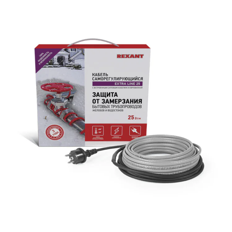 Кабель греющий саморегулирующийся Extra Line 25MSR-PB, на трубу, 6м/150Вт R 51-0641