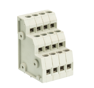 Клемма Wiecon 8195 D/ 4/ 12 OB - Клемма на печатную плату, подвод кабеля сбоку, 3 этажа, 12 полюсов, шаг: 5 мм, винтовая фиксация провода, без маркировки, 300V, 10A, цвет: серый, серия 8195 D