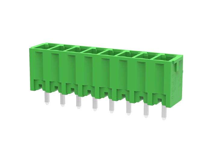 Вилочный разъем на плату MC-PA3.81V15-0002 - Вилочный разъем, вертикальный, на плату, шаг: 3.81 мм, 15 полюсов, фиксация на плате пайкой, исполнение: стандартное, 160V, 8A, цвет: зеленый