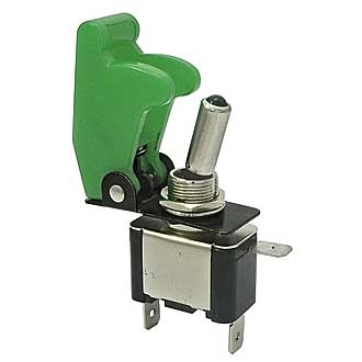SAC-01 GREEN ASW-07D G-LED - Тумблер ON-OFF (3c) 25А 12В зеленая LED подсветка, с зеленым защитным колпачком SAC-01