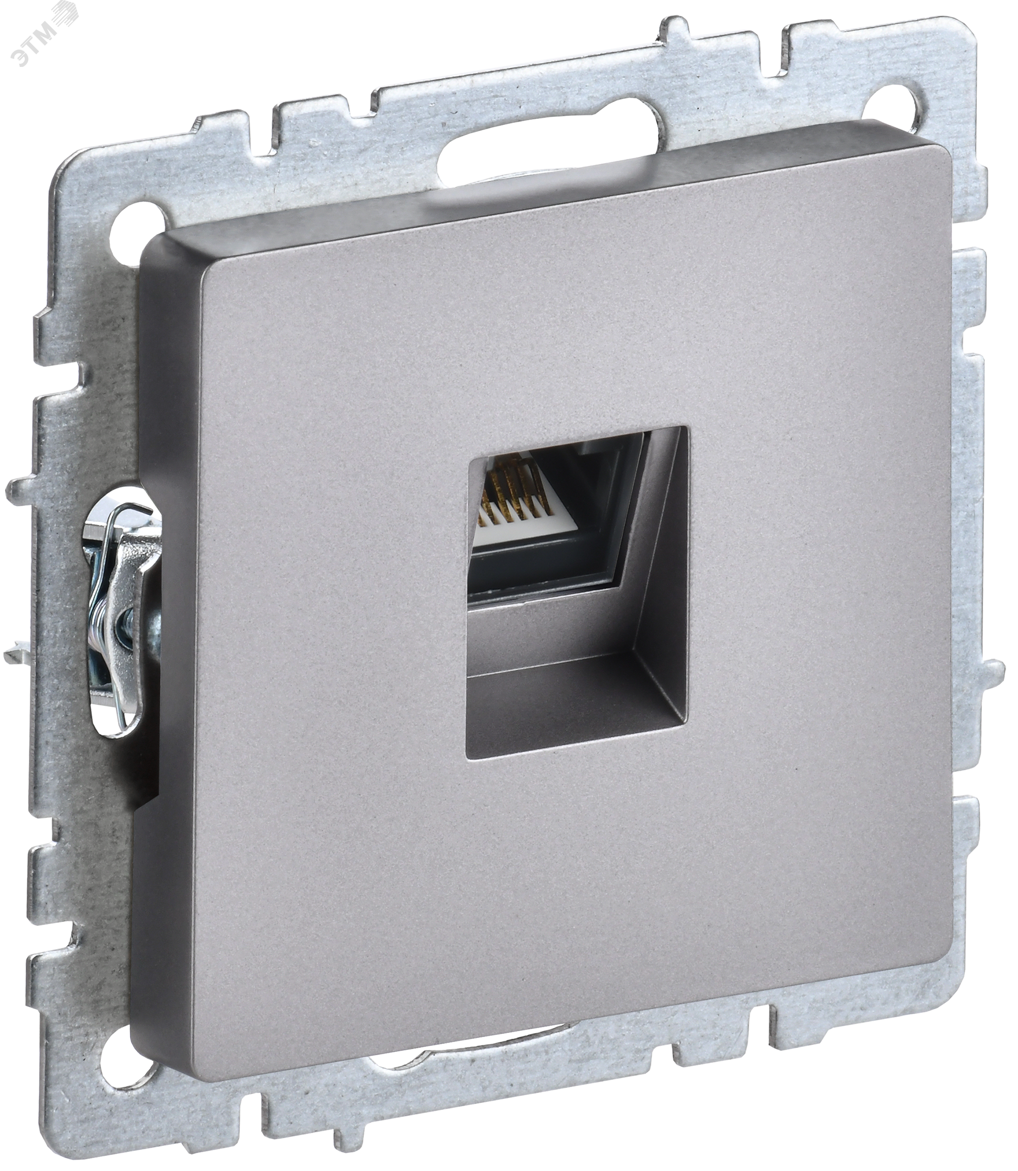 Розетка компьютерная СП RJ45 кат.5E BRITE РК10-БрС сталь IEK BR-K10-1-K46