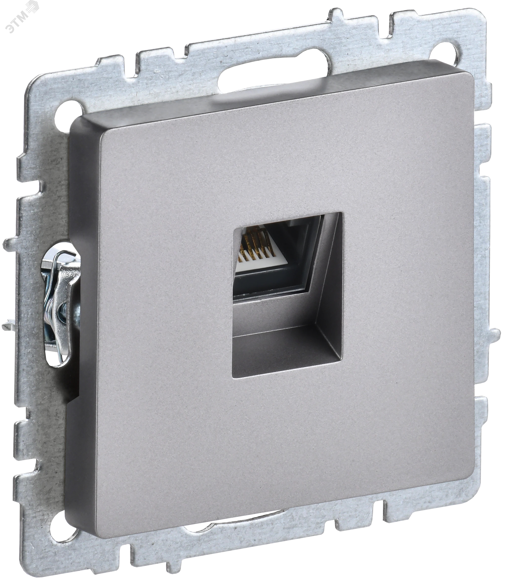 Розетка компьютерная СП RJ45 кат.5E BRITE РК10-БрС сталь IEK BR-K10-1-K46