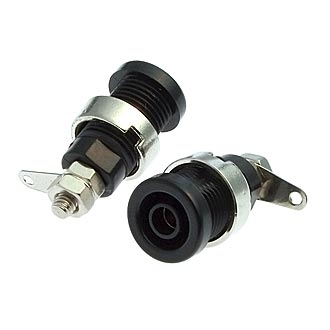 Z016 4MM PANEL JACK BLACK - Гнездо Z016 4 мм на панель jack черный, на панель под пайку