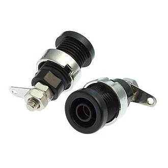 Z016 4MM PANEL JACK BLACK - Гнездо Z016 4 мм на панель jack черный, на панель под пайку