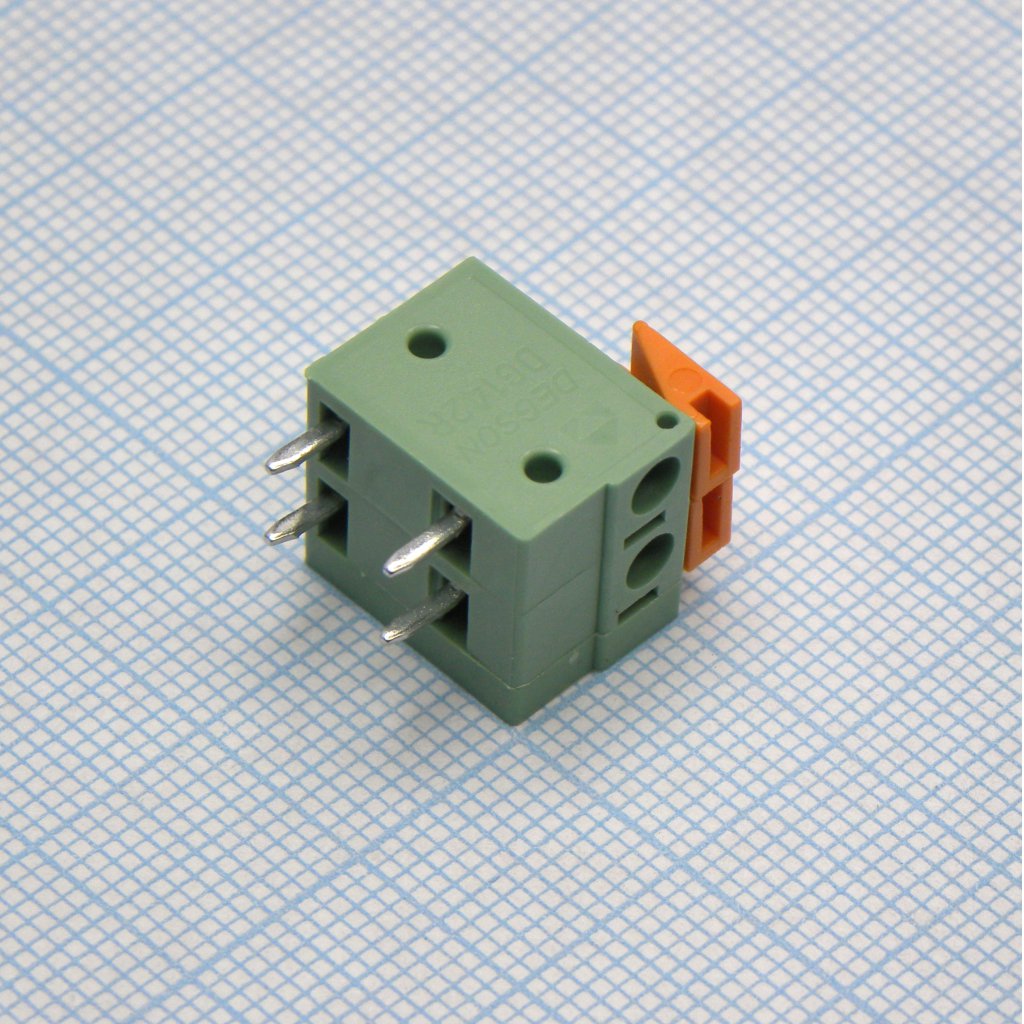 DG142R-5.08-02P-14-00A(H) - Нажимной безвинтовой клеммный блок 2 контакта. Зажим типа торцевой контакт. Серия DG142R-5.08