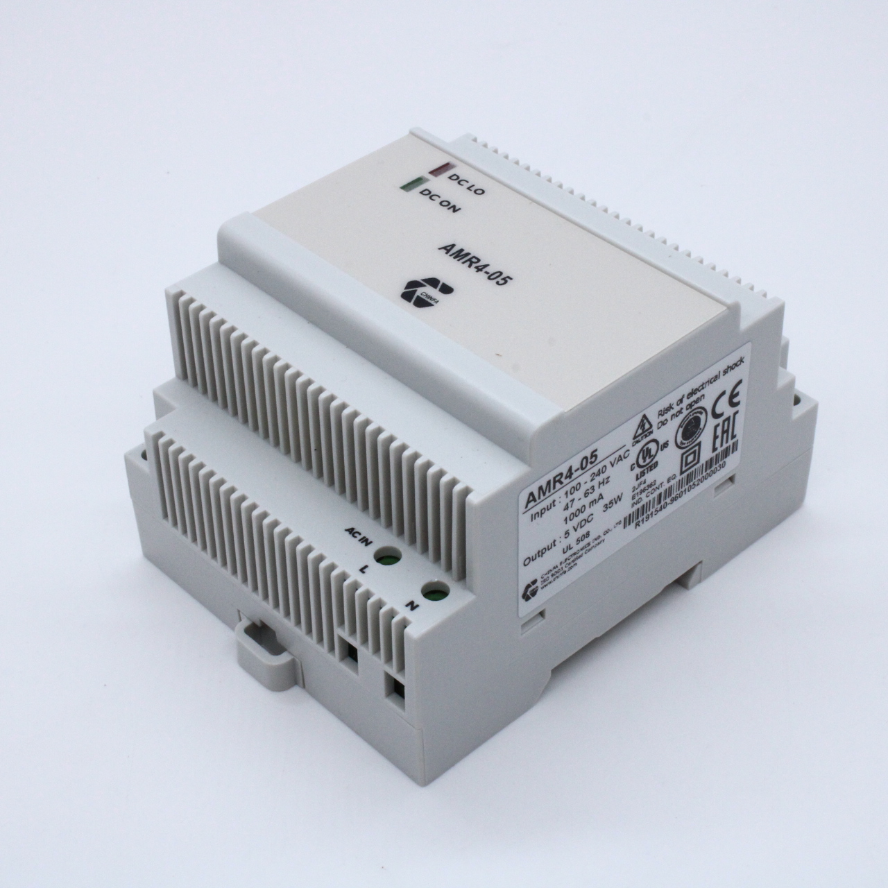 AMR4-05 - AC-DC, DIN-рейка, 35Вт, вход 90…264В AC, 47…63Гц или 120…375В DC, выход 5В/7А, изоляция 3000В AC, 91х71Х57мм), -40…+71°С