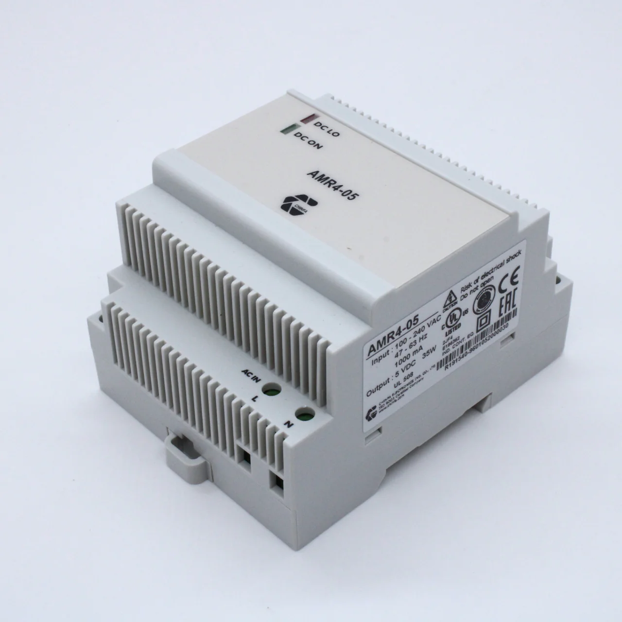 AMR4-05 - AC-DC, DIN-рейка, 35Вт, вход 90…264В AC, 47…63Гц или 120…375В DC, выход 5В/7А, изоляция 3000В AC, 91х71Х57мм), -40…+71°С