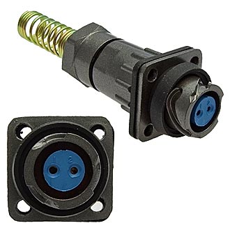 FQ14-2PIN ZPK-8 - Блочная розетка, 2 контакта, с патрубком и пружинным хвостовиком под кабель 8мм