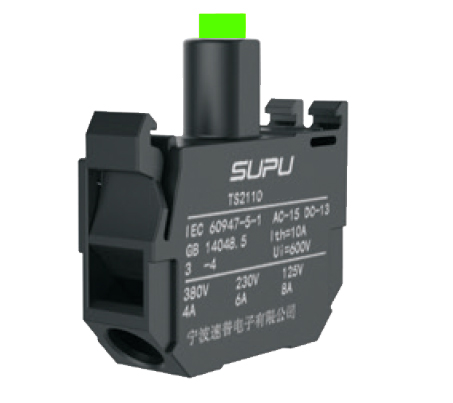 Блок индикации (зеленый) TS2101-1AH20 - Блок индикации, винтовая фиксация провода, LED DC 220V, для серии кнопок TS2, цвет: зеленый