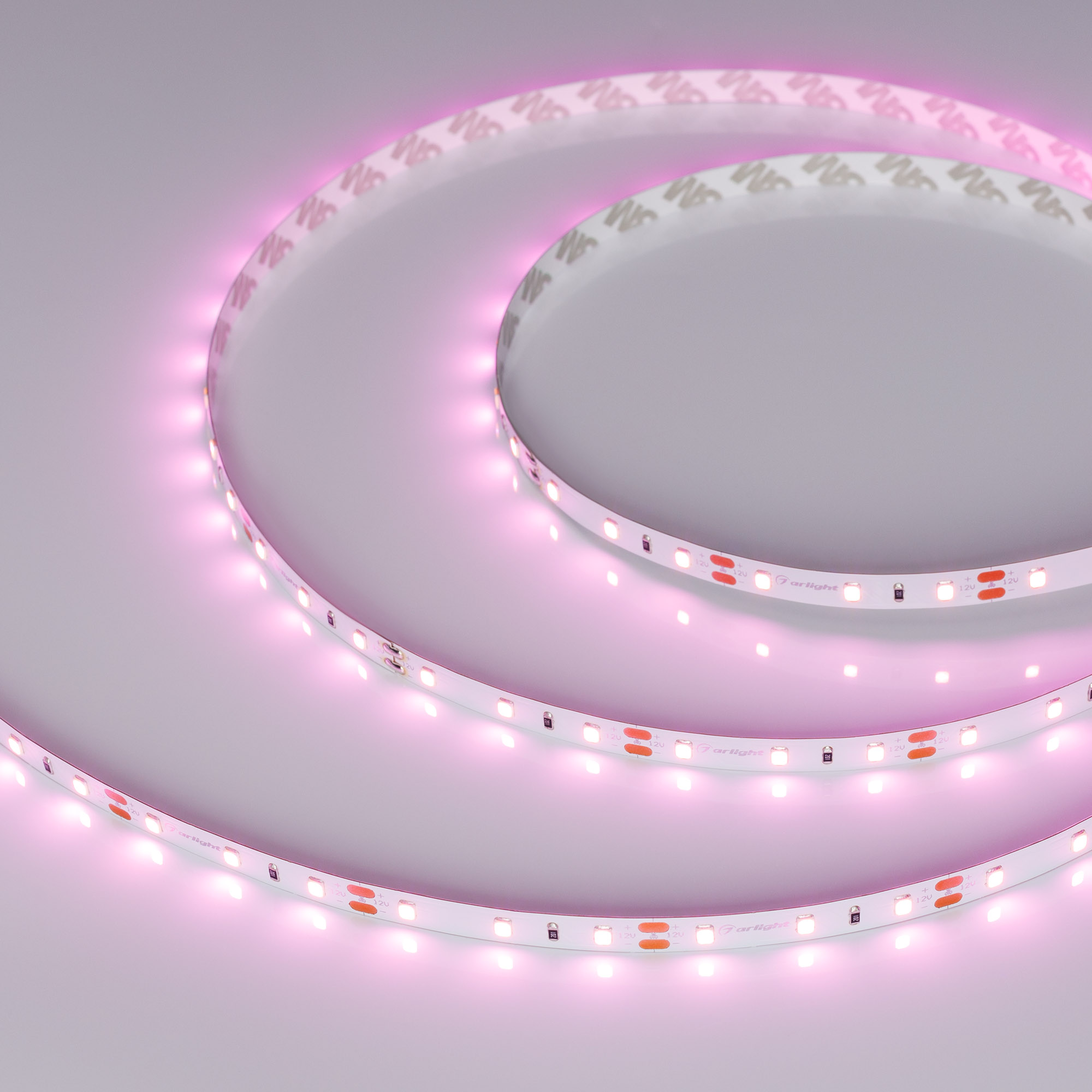 Лента RT-A60-8mm 12V Pink (4.8 W/m, IP20, 2835, 5m) 013571(2) - Светодиодная лента RT-A60, открытая. Светодиоды 2835, 60 шт/м (300 шт на 5 м), белая плата, ширина 8 мм, скотч 3M. Цвет РОЗОВЫЙ, угол 120°. Питание 12V, мощность 4.8 Вт/м (24 Вт на 5 м). Разм