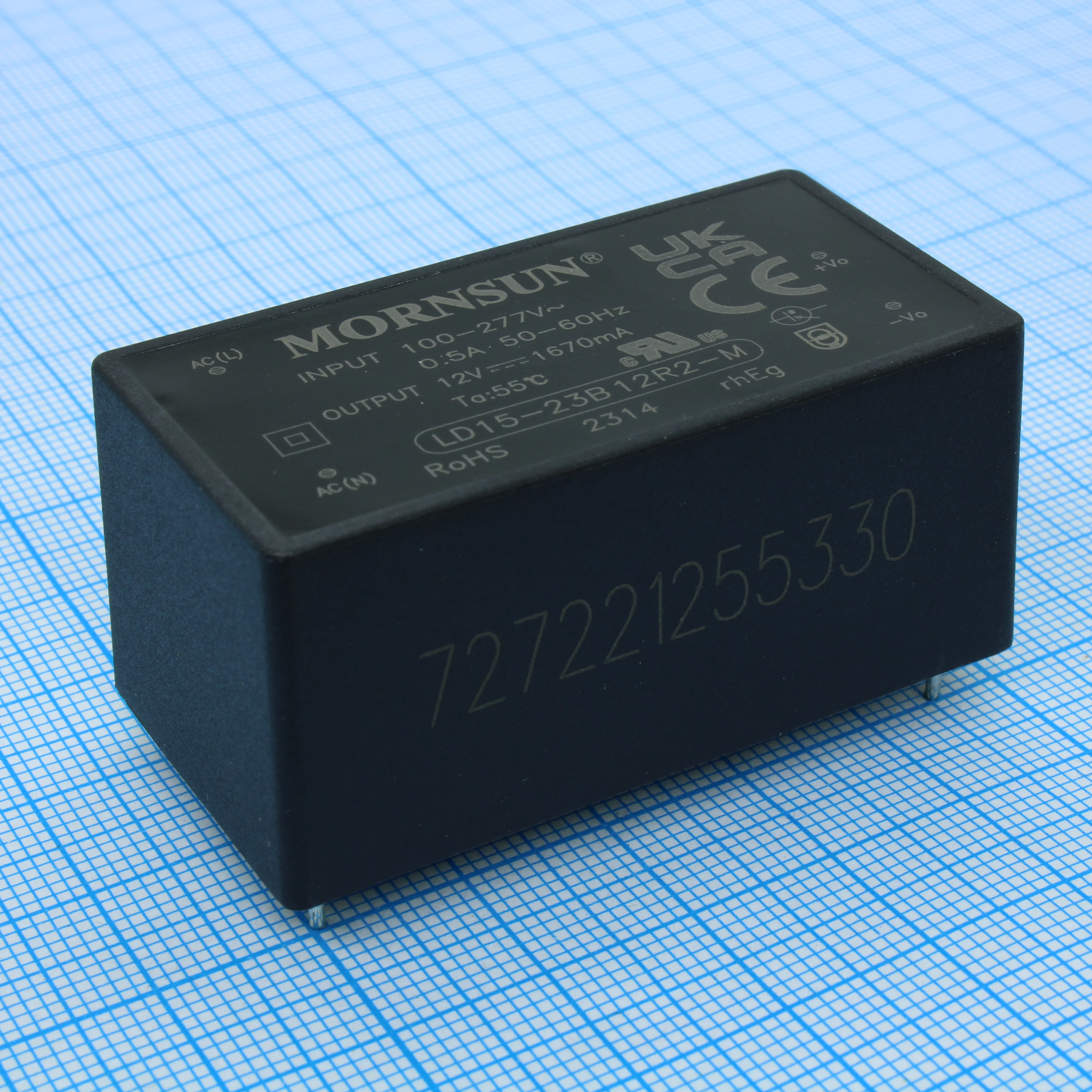 LD15-23B12R2-M - Преобразователь AC-DC на печатную плату 15Вт выход 12В/1.25A, вход 85…305V AC, 47…63Гц -40…+85°С