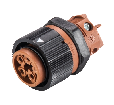 Разъем RST16I5 S B1 M03 L BR - Розеточный разъем в панель М20, IP68(69k), 5 полюсов, цвет: коричневый, номинальные характеристики: ~50/-120V 16A, серия gesis RST MINI