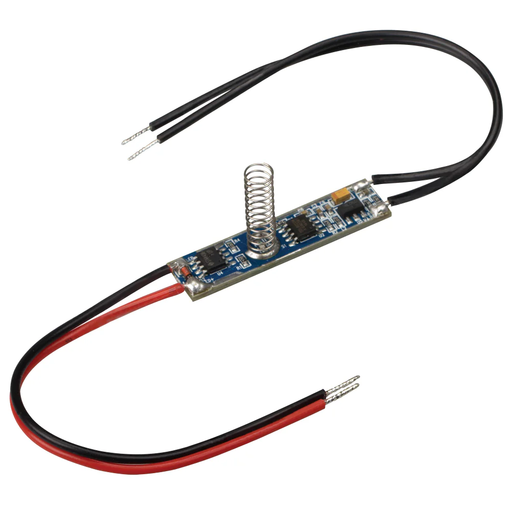 Микродиммер SR-2901S-H20 (12-24V, 36-72W) 019445 - Диммер с подсветкой, встраиваемый в профиль, реагирует на прикосновение к экрану, короткое нажатие - вкл/выкл, длинное нажатие - диммирование. Для профилей с внутренней высотой (пов. профиля - пов. экрана