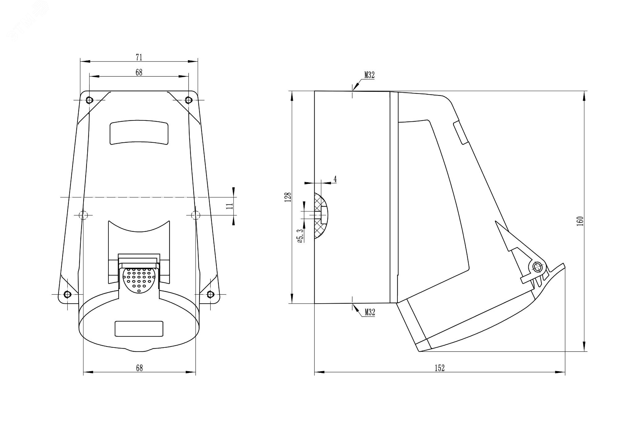 Розетка настенная IP44 32A 3P+E+N 400В DIS5133257