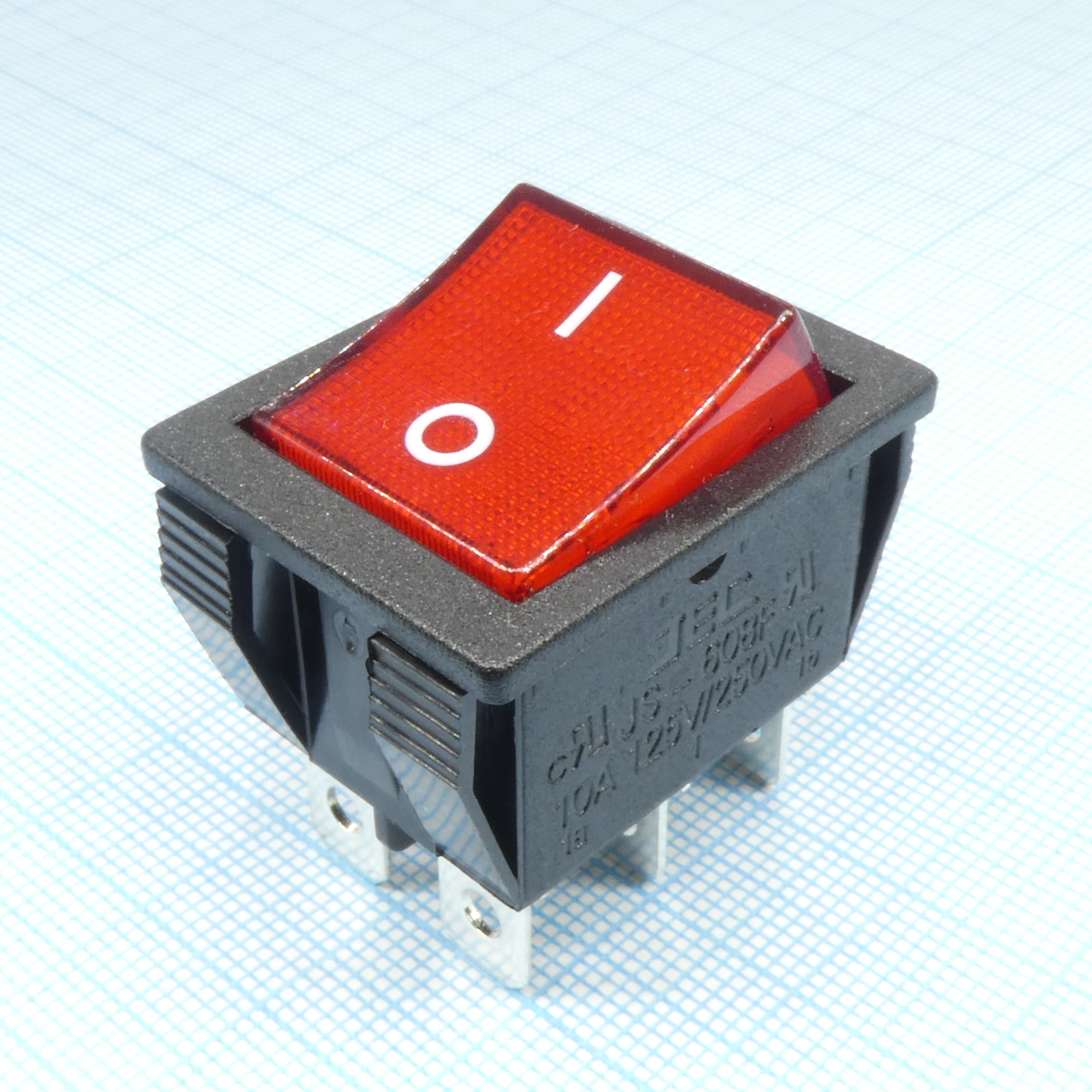 RS-608FBL0BRBT2-G - переключатель клавишный 2хON-ON 250В 16А с кр.подсветкой(аналог B127B)