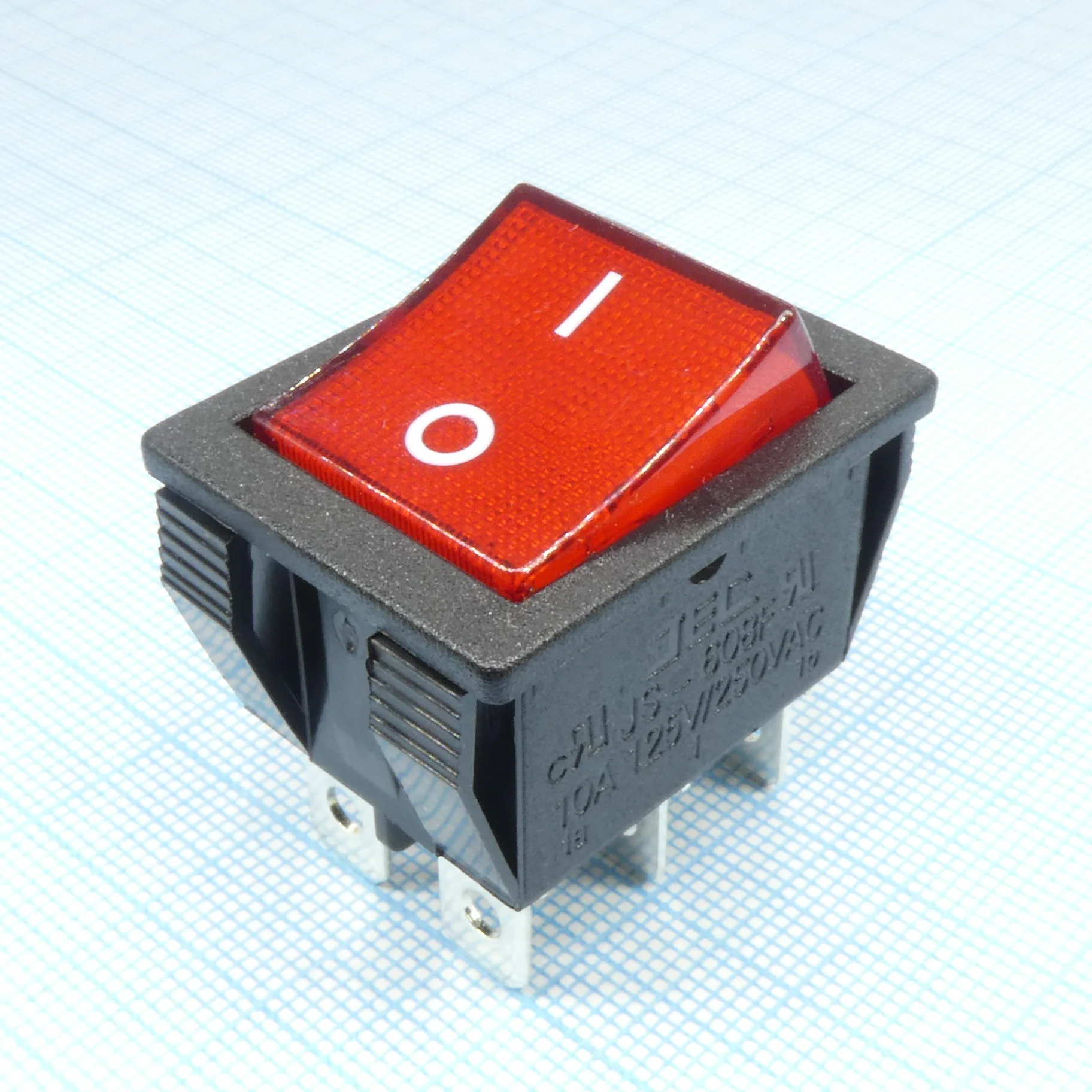 RS-608FBL0BRBT2-G - переключатель клавишный 2хON-ON 250В 16А с кр.подсветкой(аналог B127B)