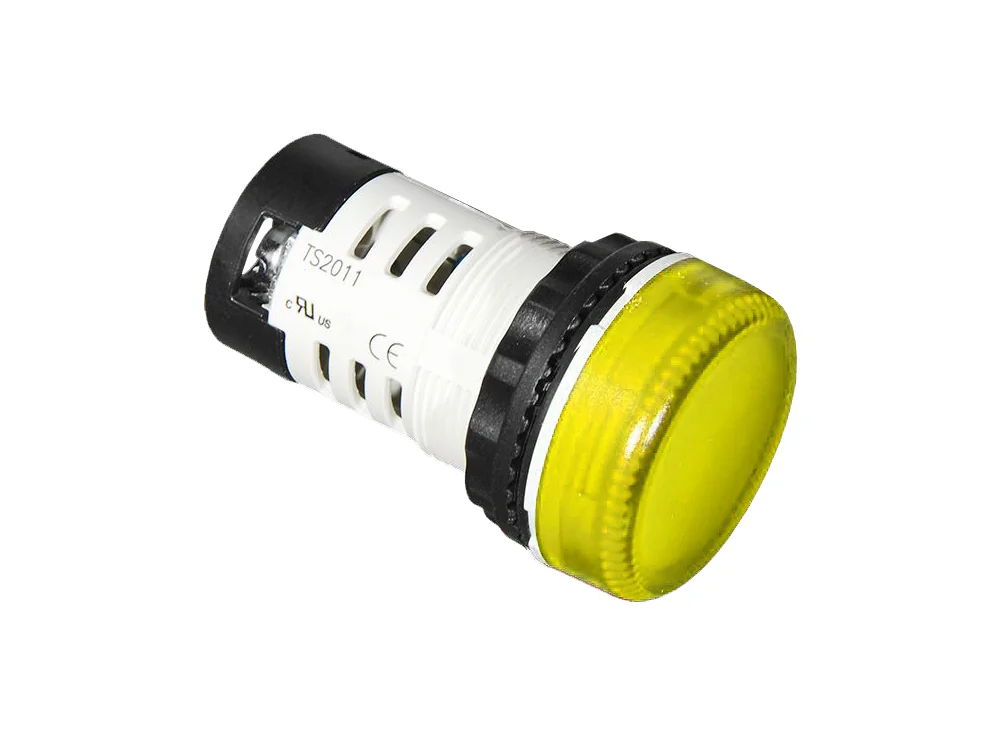Индикатор (желтый) TS2011-3AH30 - Индикатор, тип F1, LED DC 220V, пластиковое переднее кольцо, диаметр головки кнопки 29,5 мм, диаметр посадочного отверстия: 22 мм, цвет: желтый
