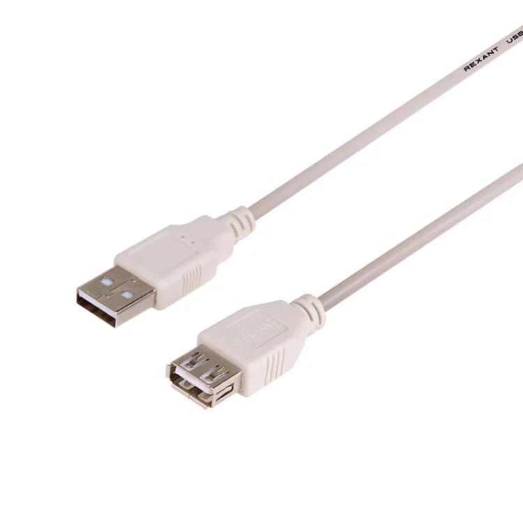 Шнур USB (шт.USB A - гн. USB A) - 1.8 метра, серый