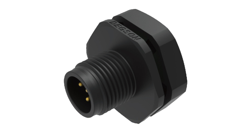 Вилочный разъем SD-M12A-17P-MM-SH8007 - Вилочный разъем в панель, 17 полюсов, M12, гайка сзади, фиксация провода пайкой, A-Code, 1.5A, 30V, PG9, пластик