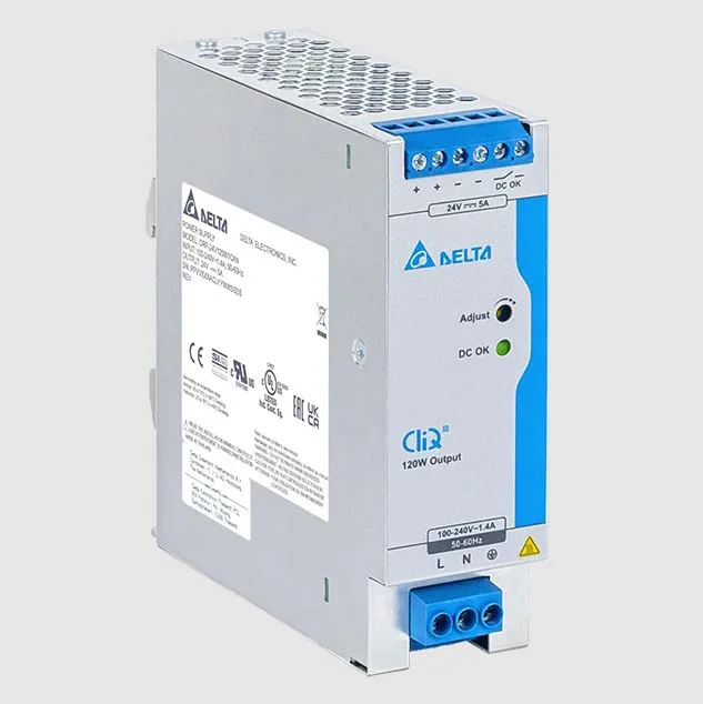 DRP-24V120W1CBN - Источник питания, однофазный, 24VDC / 5A, 120W, диапазон входных напряжений: 100-240VAC, габариты (мм): 124x40x117, вес 0,58 кг, монтаж: на DIN рейку