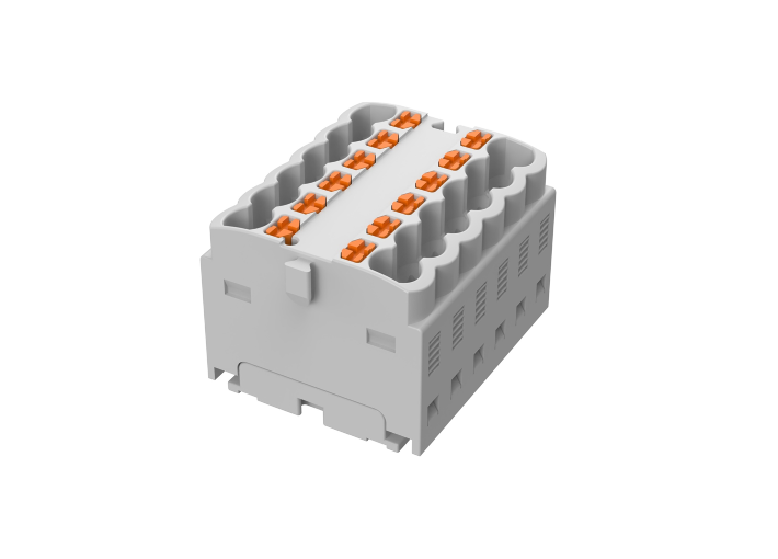 Проходной блок TPA1.5-12-GY - Проходной блок, 12 точек подключения, тип фиксации провода: push-in, номинальное сечение: 1,5 мм кв., 17,5A, 450V, цвет: серый