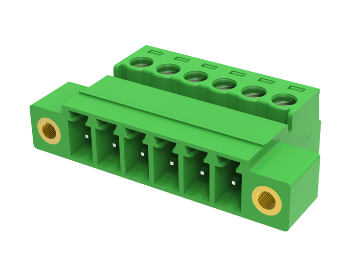 Вилочный разъем на кабель MC-PB3.81H22C-F-0001 - Вилочный разъем, прямой, на кабель, шаг: 3.81 мм, 22 полюса, фиксация провода винтовая, исполнение: с монтажными фланцами, 160V, 8A, цвет: зеленый Вилочный разъем на кабель MC-PB3.81H22C-F-0001 - Вилочный разъем, прямой, на кабель, шаг: 3.81 мм, 22 полюса, фиксация провода винтовая, исполнение: с монтажными фланцами, 160V, 8A, цвет: зеленый