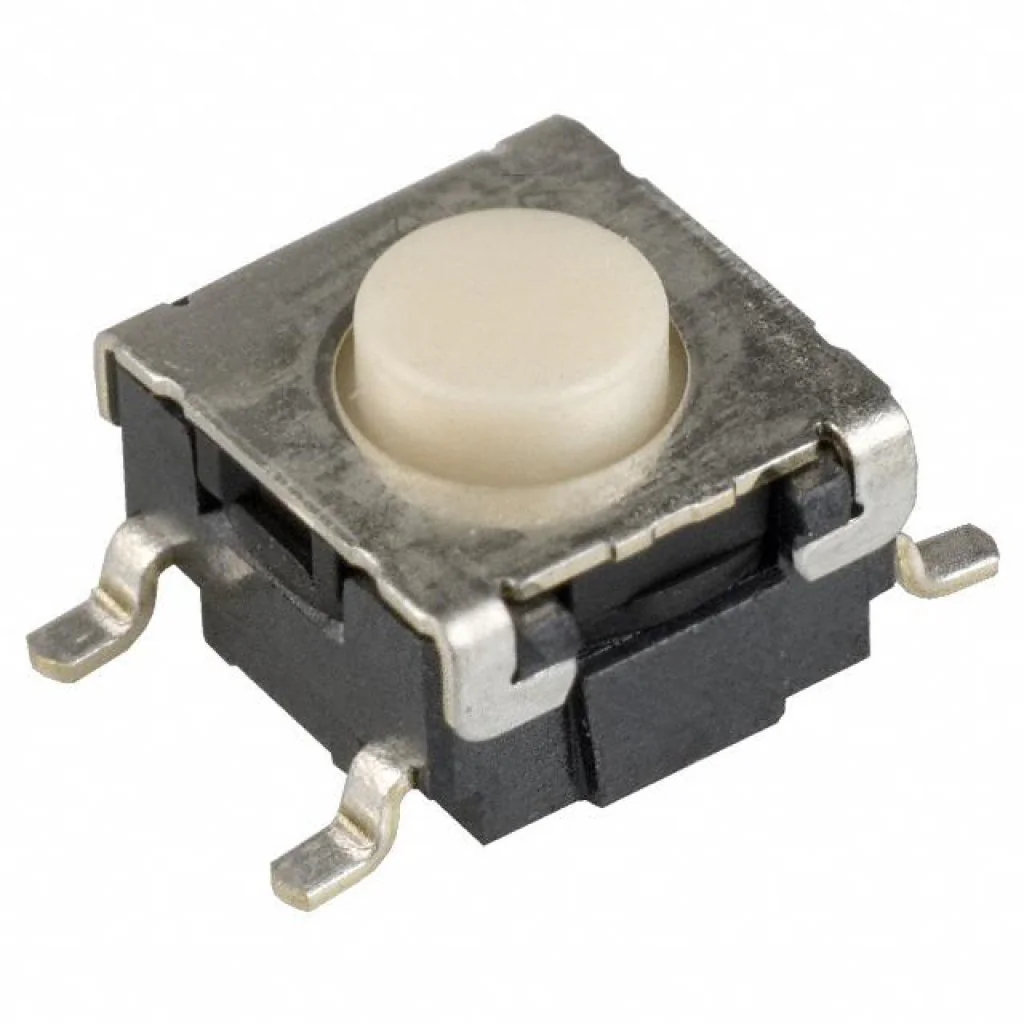 B3S1000P - Кнопка тактильная 6х6 h=4.3мм (3.4мм+толкатель 0.9мм) 1.57N(160гр) 0.05A 24В SMD монтаж 5000000циклов лента на катушке