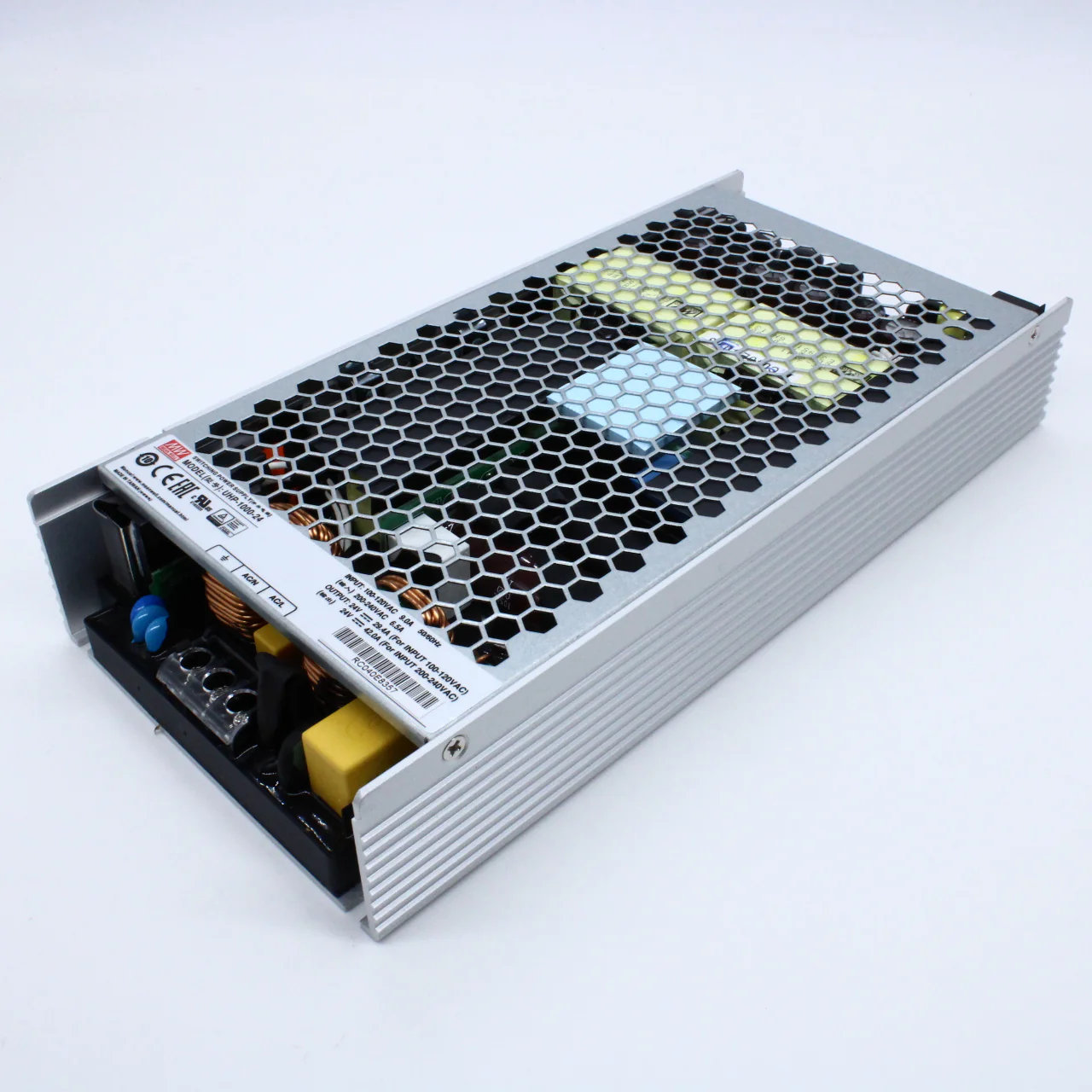 UHP-1000-24 - AC-DC, 1008Вт, вход 90…264В AC, 47…63Гц, выход 24В/42A, ККМ, рег. вых 24…28.8В, изоляция 3750В AC, в кожухе 240х115х41мм, -30…+70°С