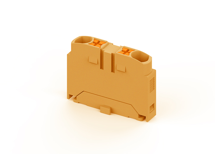 Проходной блок TPA2.5-2-OG - Проходной блок, 2 точки подключения, тип фиксации провода: push-in, номинальное сечение: 2,5 мм кв.,  24A, 450V, цвет: оранжевый