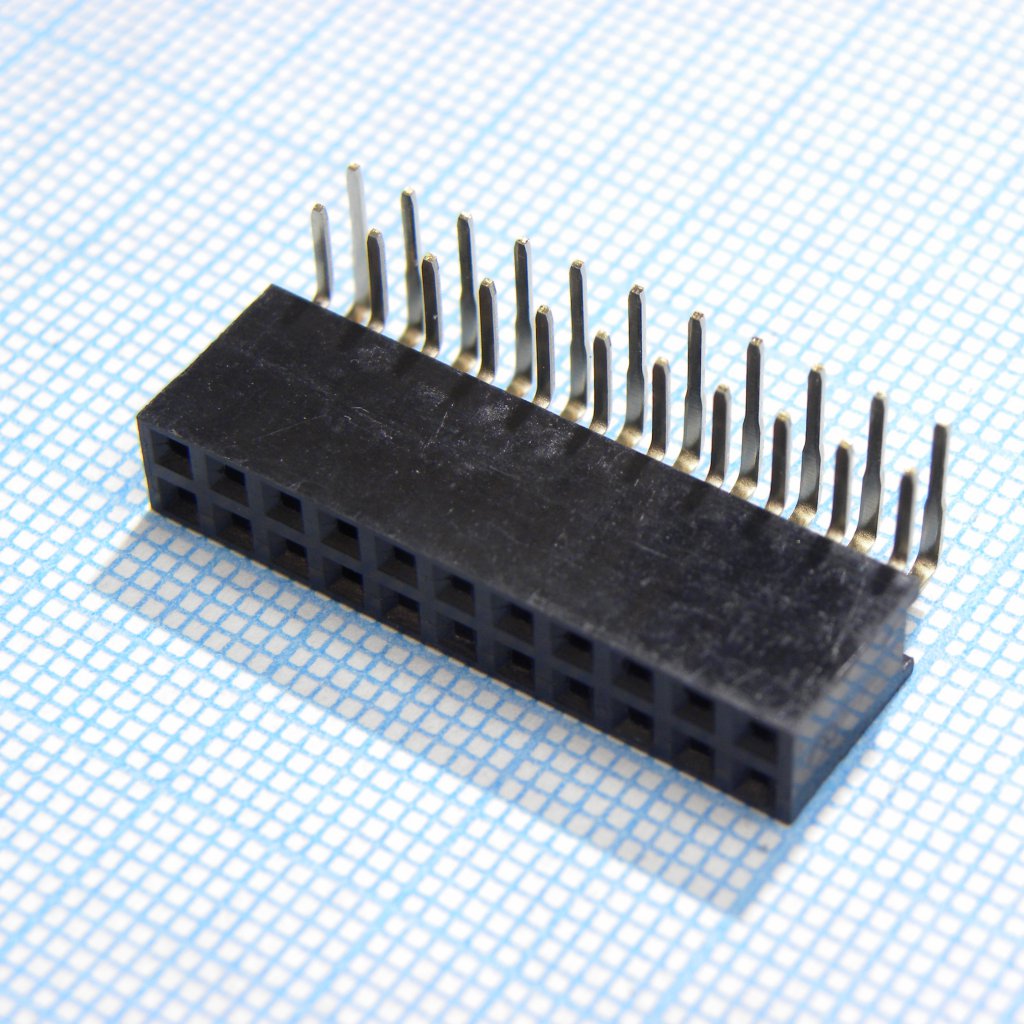 DS1024-2X11R2 - Гнездо на плату угловое 2x11 конт., шаг 2.54 мм., длина 8.5мм