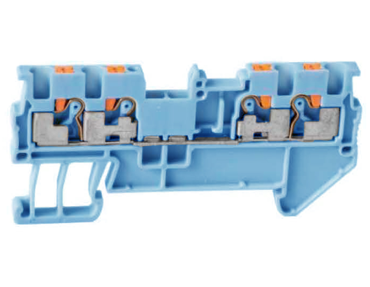 Проходная клемма UJ6-1.5/2X2(BU) - Проходная клемма, 4 точки подключения в клемме, тип фиксации провода: push-in, номинальное сечение: 1,5 мм кв., 17,5A, 500V, ширина: 3,5 мм, цвет: синий, тип монтажа: DIN 35