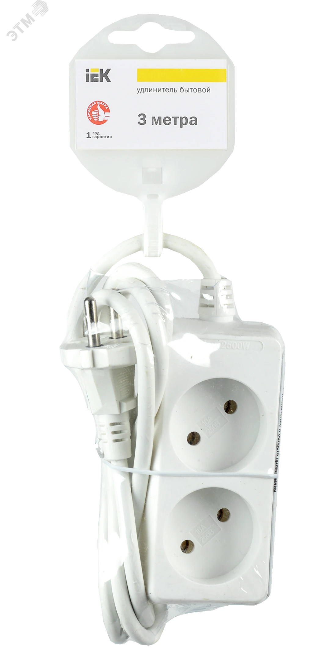 Удлинитель 2х3м без заземл. 10А IP20 У2 2P 250В 2х0.75 WYP10-06-02-03-N