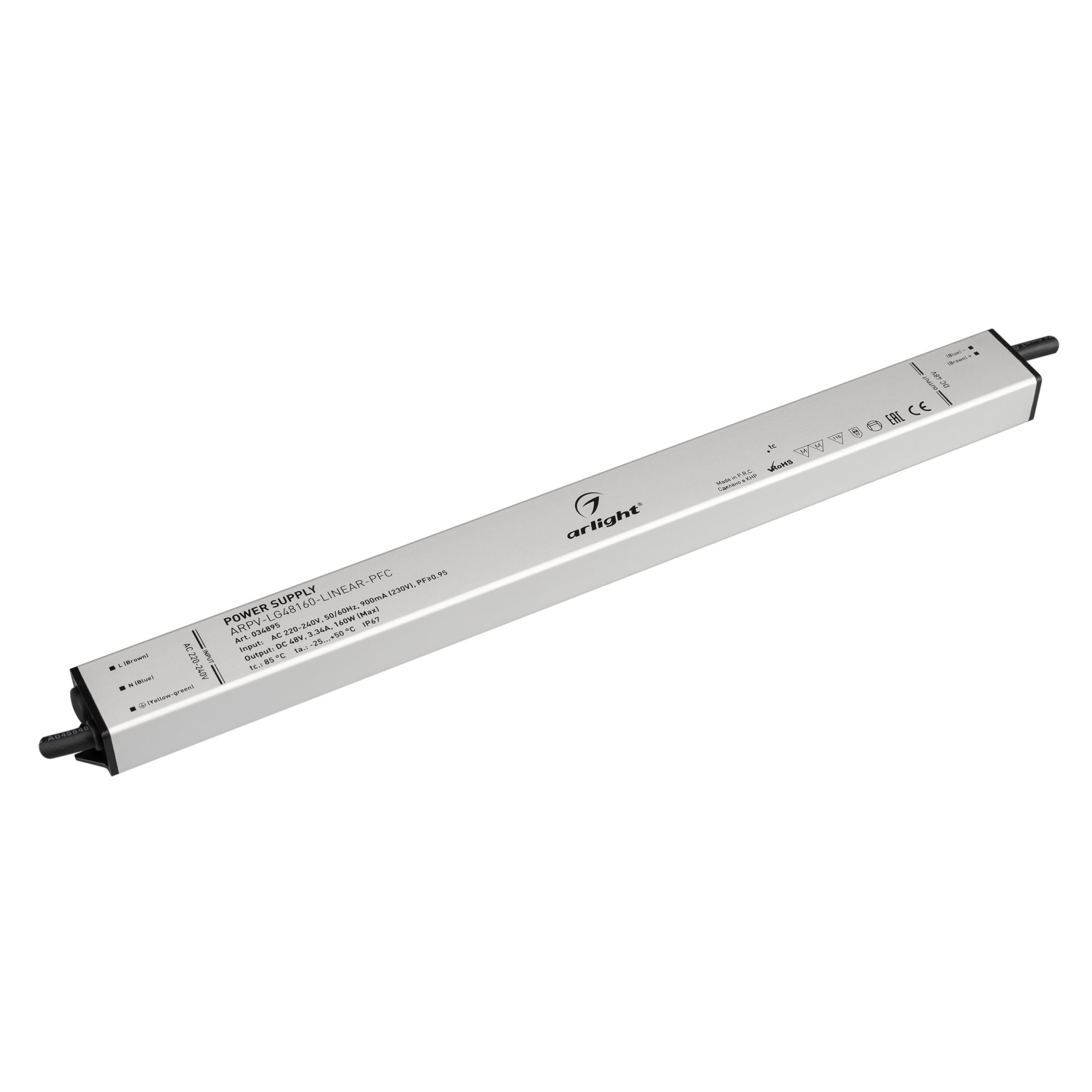 Блок питания ARPV-LG48160-LINEAR-PFC (48V, 3.34A, 160W) 034895 - Источник напряжения с гальванической развязкой для светодиодных изделий. Входное напряжение 220-240 VAC. Выходные параметры: 48 В, 3.34 А, 160 Вт. Встроенный PFC >0.95. Тонкий металлический 