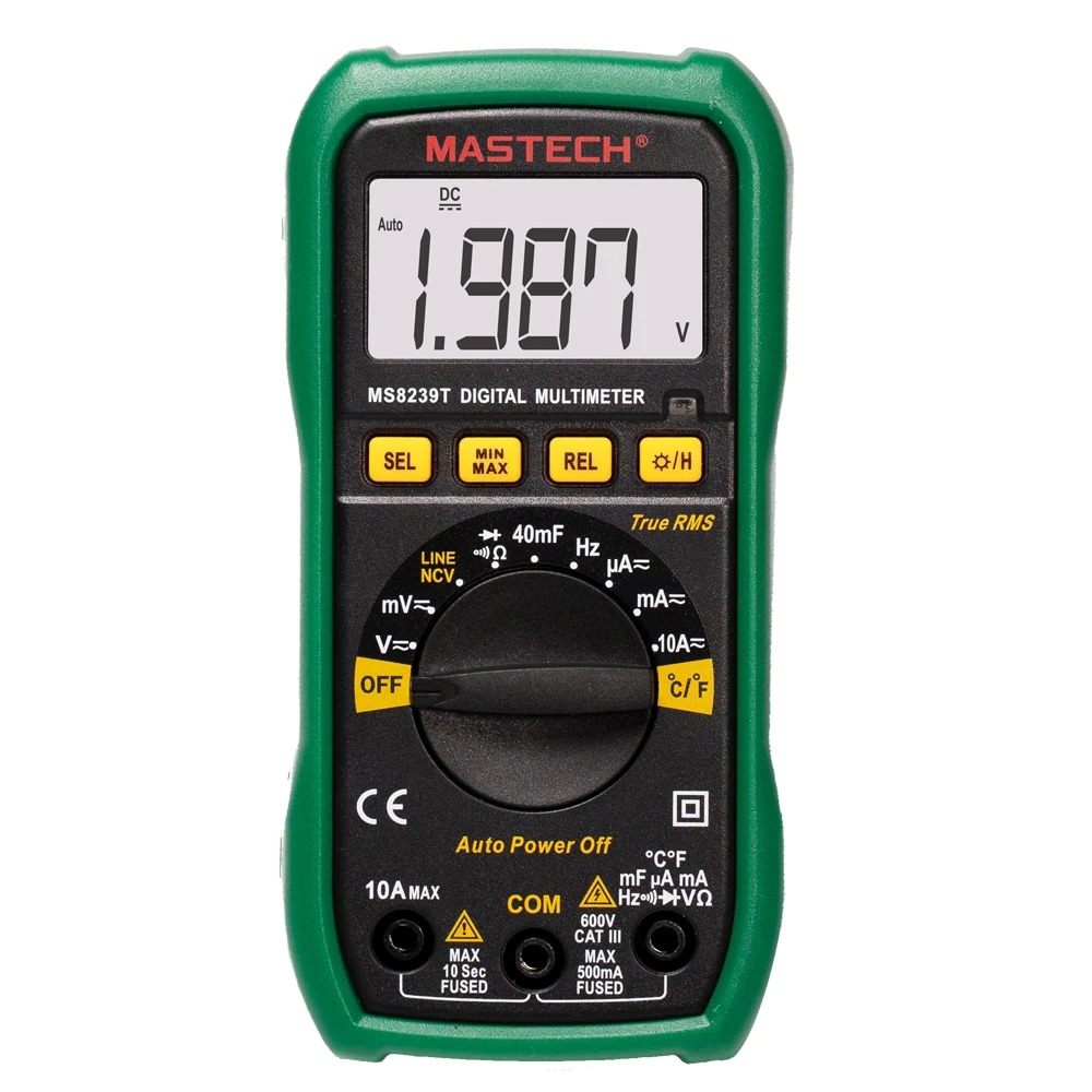 MS8239T - Цифровой мультиметр автомат, температура, ёмкость, частота, подсветка, True RMS, MIN/MAX/REL