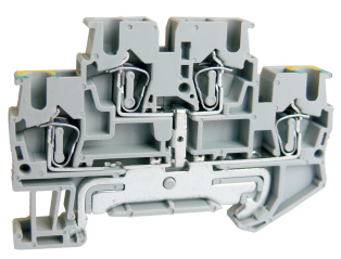 Этажная клемма UJ5-2.5/2-2/JD-L - Этажная клемма с заземлением, тип фиксации провода: пружинный, номинальное сечение: 2,5 мм кв., 26A, 500V, ширина: 5,2 мм, цвет: серый, тип монтажа: DIN 35