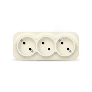Розетка трехместная серия IONICH, б/з, о/у, 16А, 220В, слоновая кость (ivory)